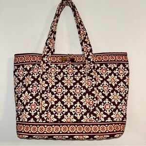 Vera Bradley Floral Patterned Tote Bag - Brown and Red